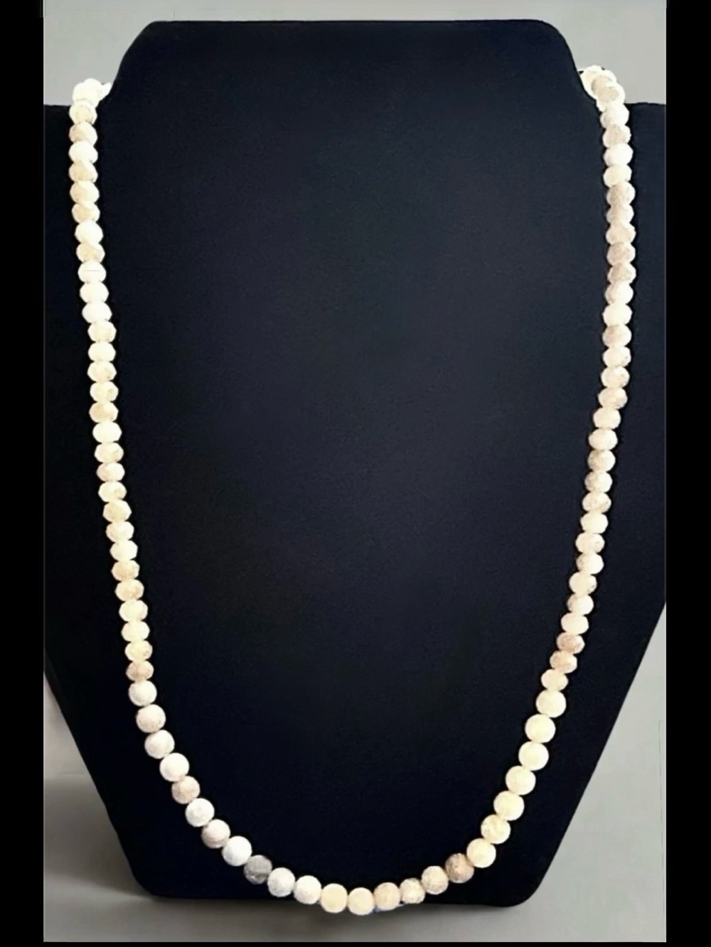 Vintage Amazonite Multicolor Natural Stone Beaded Necklace 22” Faceted Round